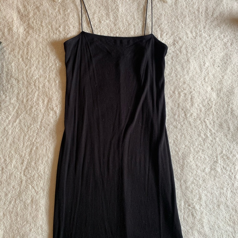 Black spaghetti strap square neck dress